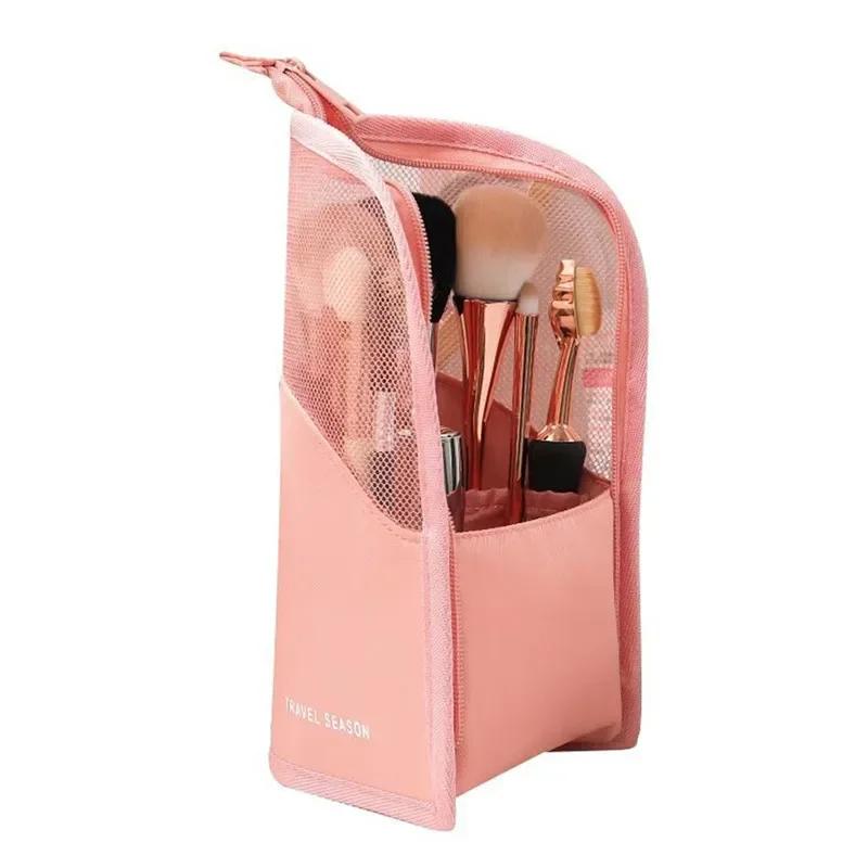 

Travel Makeup Brush Case: Waterproof, Stand-up Foldable Holder with Zipper - Ideal Cosmetic Bag for On-the-Go Beauty Storage