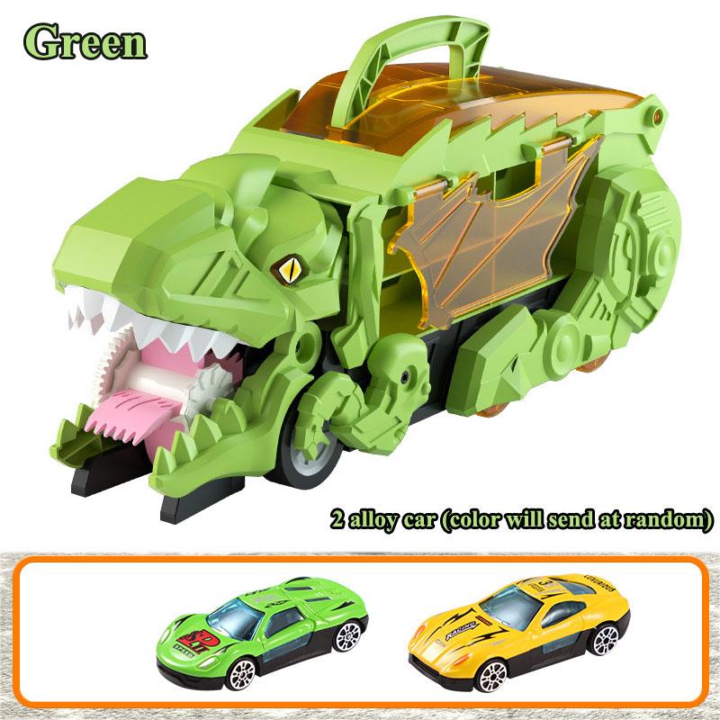

Triceratop Children Dinosaur Sliding Track Toy Transporter Truck Racing Car Kids Competitive Game Swallow&Storage Vehicle