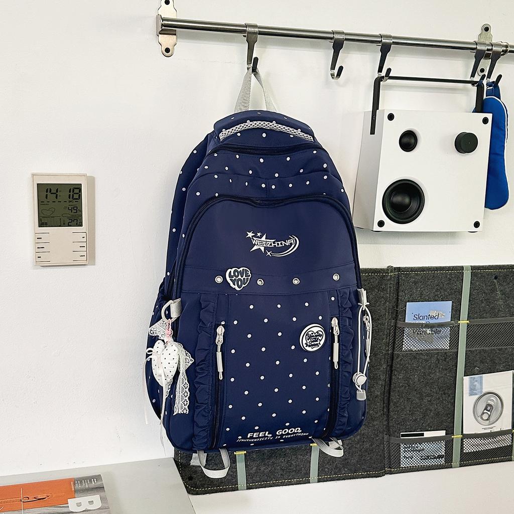 Schoolbag New Japanese school bag for junior high school students Women's polka dot backpack Female students High value large capacity boys backpack