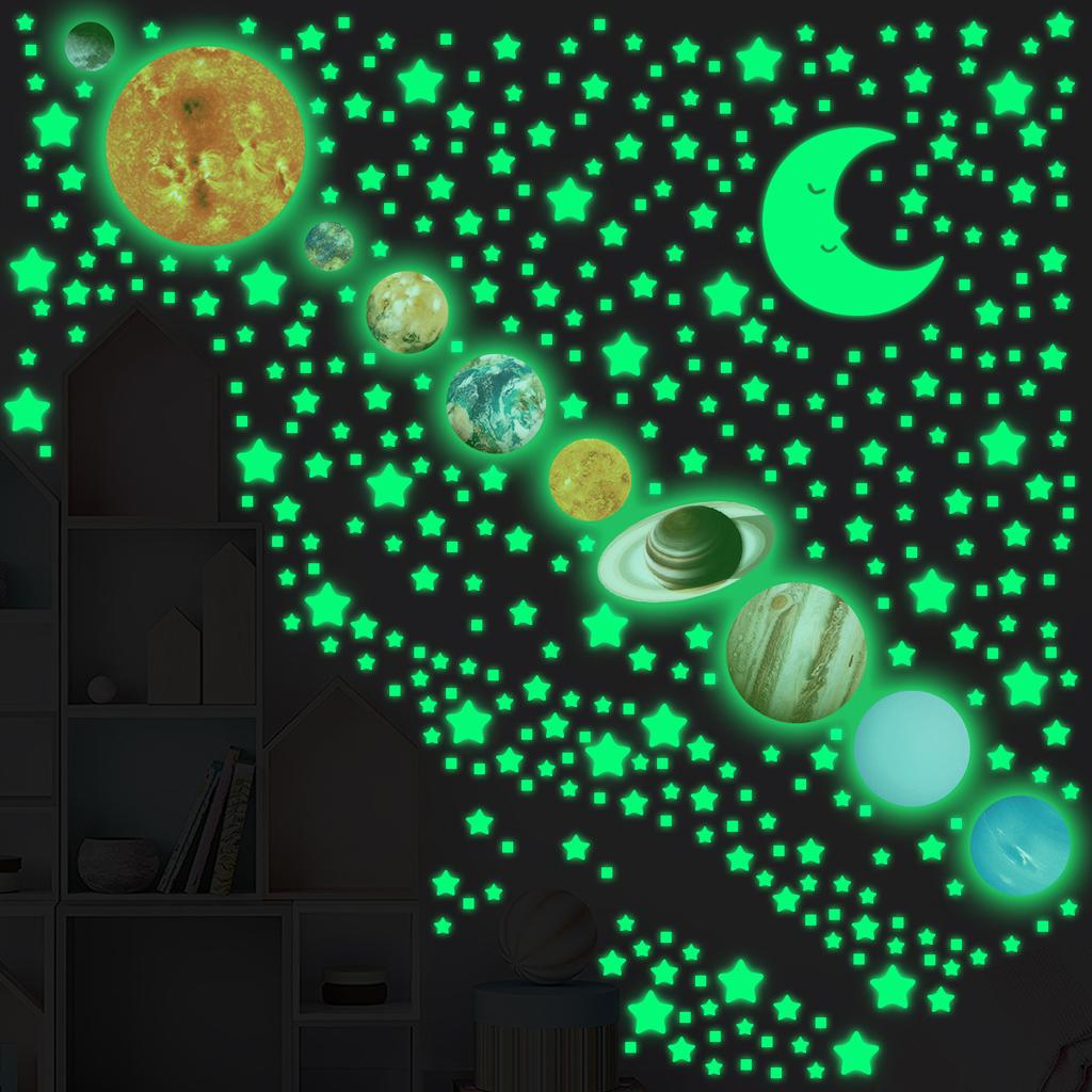 Luminous Universe Planet Starry Sky Layout Room Bedroom Fluorescent Self-adhesive DIY Ceiling Wall Sticker