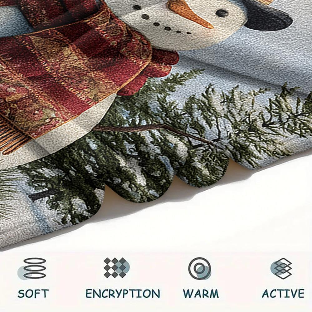snowman Print Flannel Blanket, High quality Comfortable for All Seasons, Home Decor, Warmth and Comfort, Perfect for Christmas Gifts