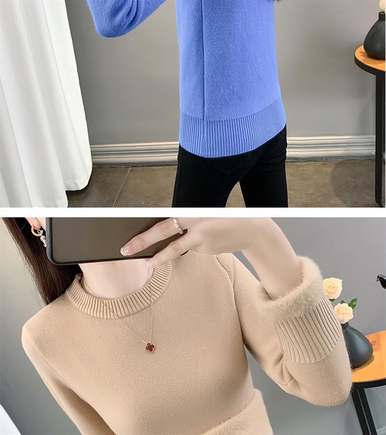 Women's Velvet High-Neck Sweater - Thickened Warm Knit Base Layer for Autumn/Winter 2025