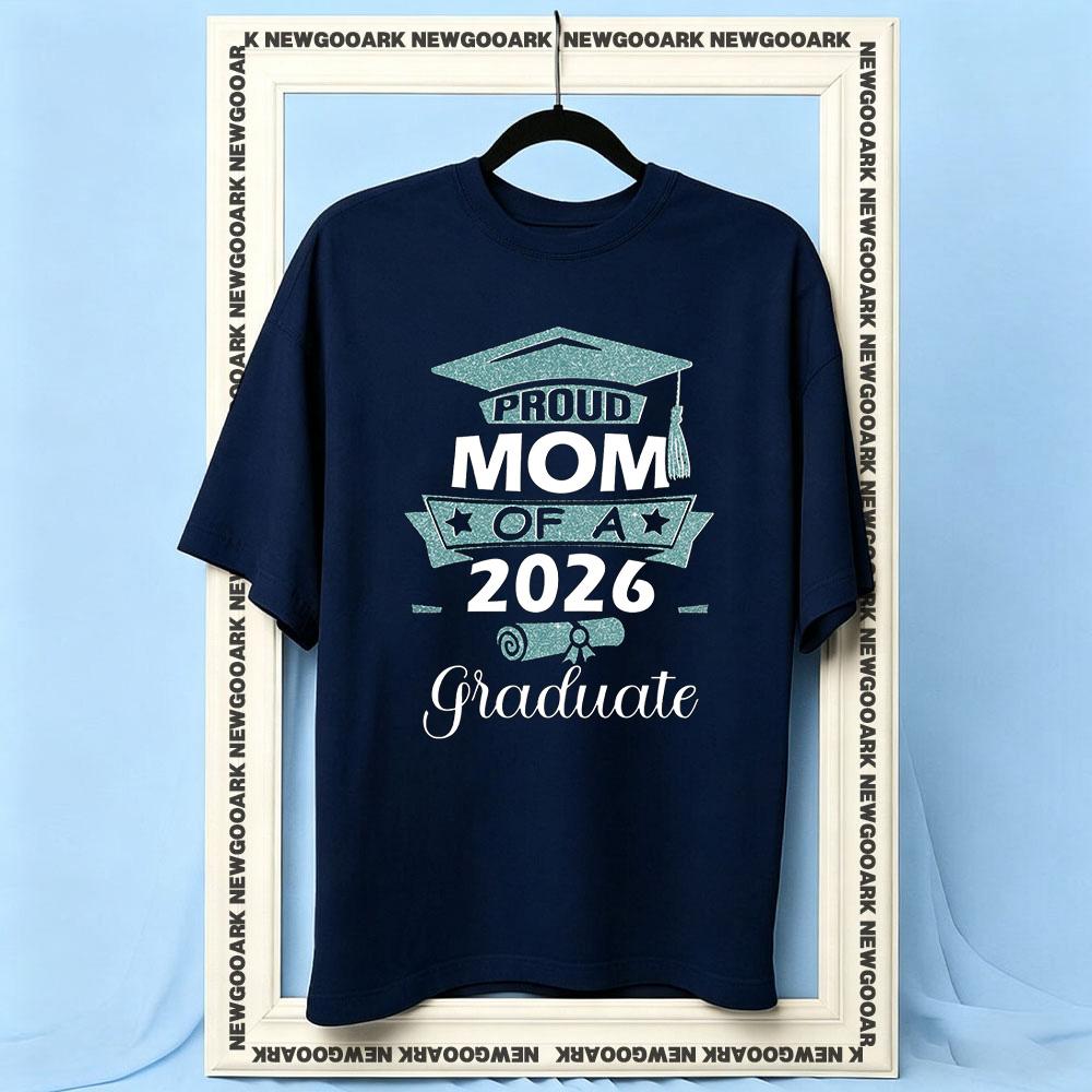Proud Mom of 2026 Graduate Graduation Tshirt Women Unisex Casual Cotton Printed T Shirts Adult Oneck Summer Outdoors Tee