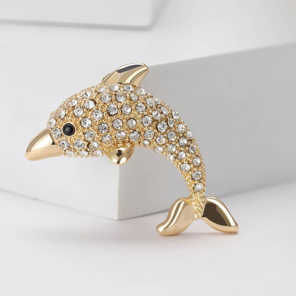 Mote Legering Rhinestone Delfin Brosje Søt Delikat Dame Draktdressjakke Corsage Ornament Nål