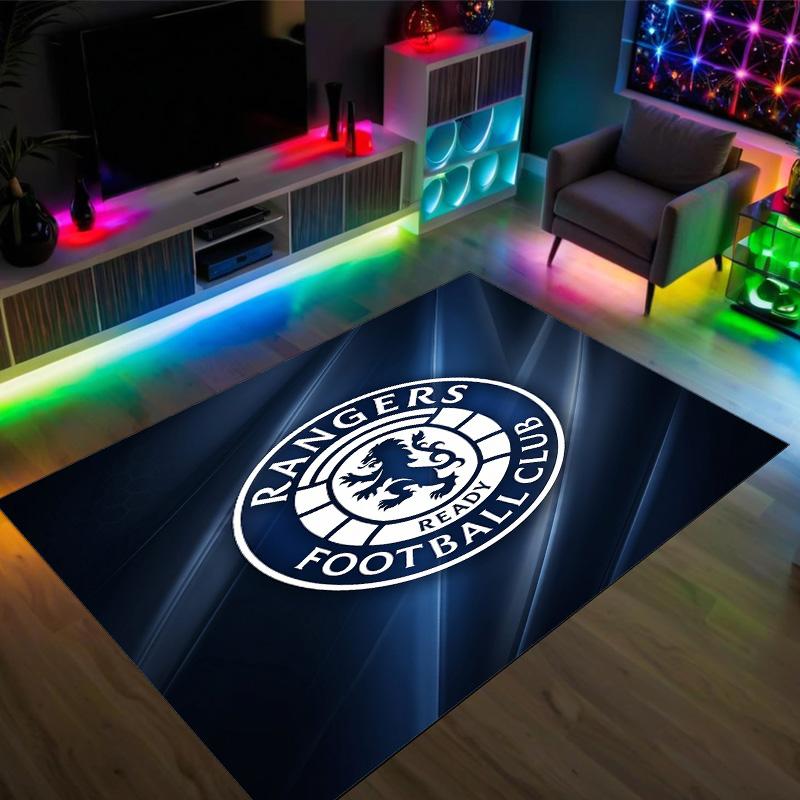 Rangers FC Design Crystal Velvet Carpet Cozy Non?Slip Printed Rug For Bedroom Living Room Entrance