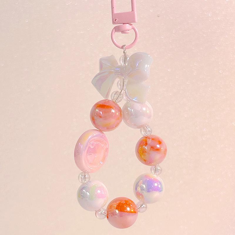 

Милий браслет з намистин у вигляді свинки, барвистий шнурок, шарм для телефону у вигляді метелика, перлова мобільна підвіска на зап ястя, акрилові ланцюжки проти втрати рожевий