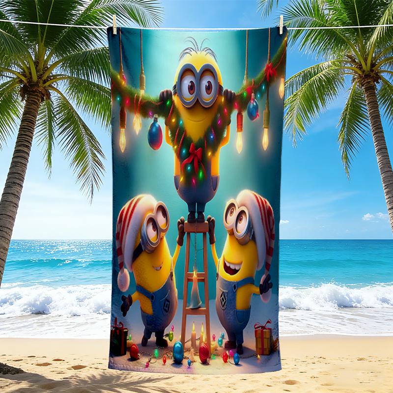 1Pc Christmas Minions Celebration Beach Towel Quick Dry Multiuse For Beach Pool Gym Yoga Home Travel Christmas Halloween Xmas Gift S1226