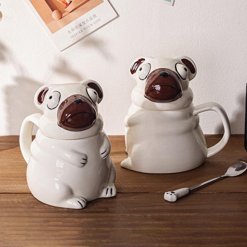 Lustige Mops Hund Tasse Große Keramiktasse Niedliche Kreative Geschenk für Freund Geburtstag Geschenk