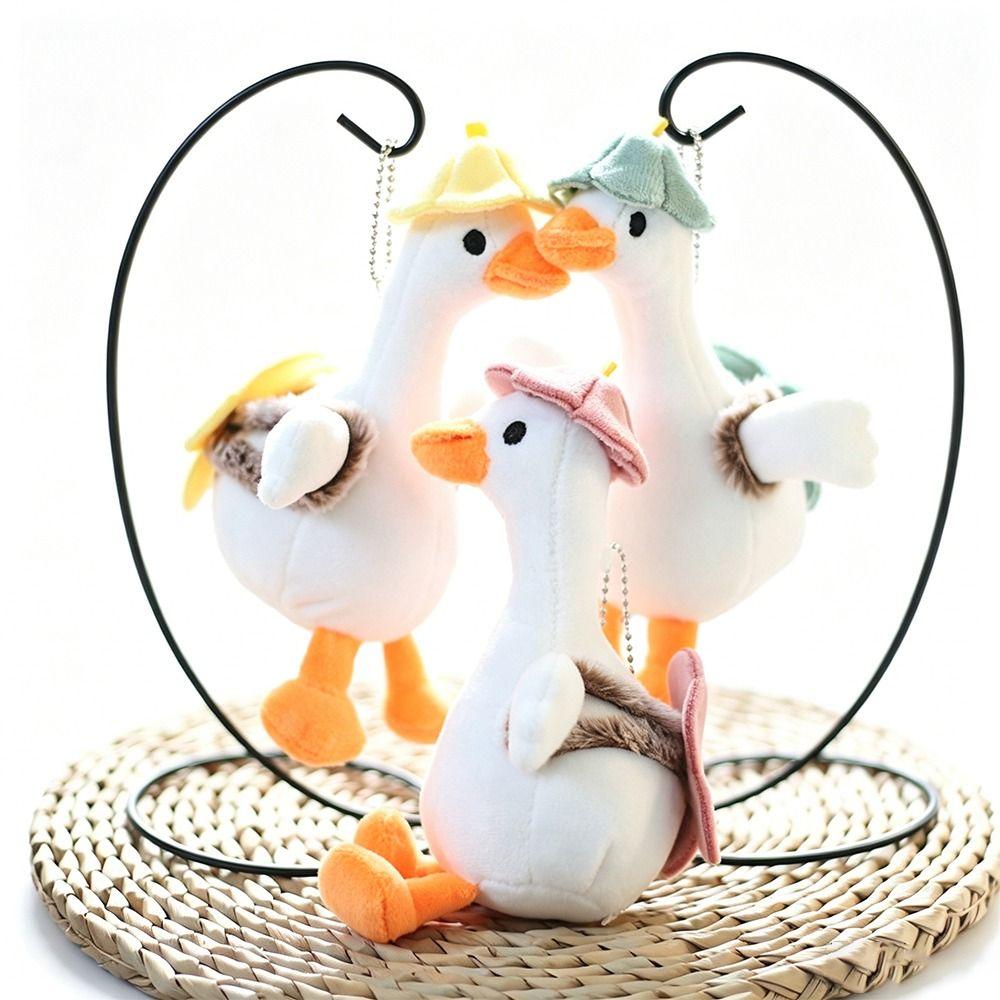 Cartoon Plush Goose Keychain Soft Big White Goose Charm Big White Goose Key Chain  Backpack Decor