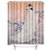 Luxury Vintage Floral Shower Curtain with Birds Print for Bathroom Decoration Peach Pink White Colorful Bath Rug Set Home Waterp