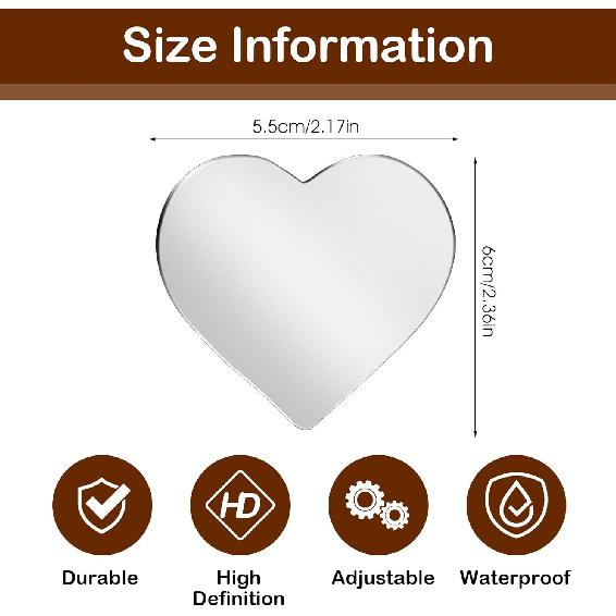 Blind Spot Mirror 2 Pack Heart Shaped Car Side Blindspot Mirrors, Removable Wide Angle Mirrors Adjustabe Frameless Convex Rear View Mirror Funny Car