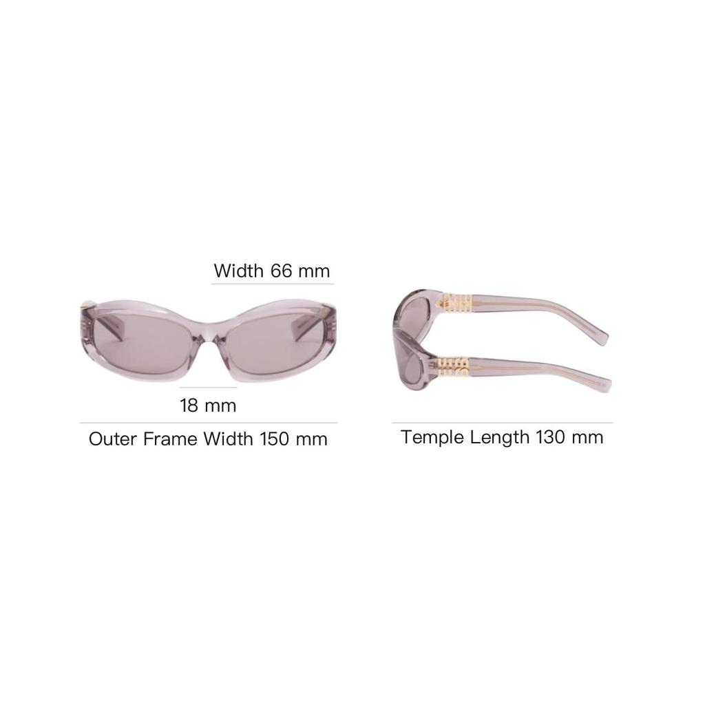 Miu Miu Logo Detail Irregular Shape Sunglasses Women sunglasses Transparent Purple Red SMU14ZE12WFE20IC059