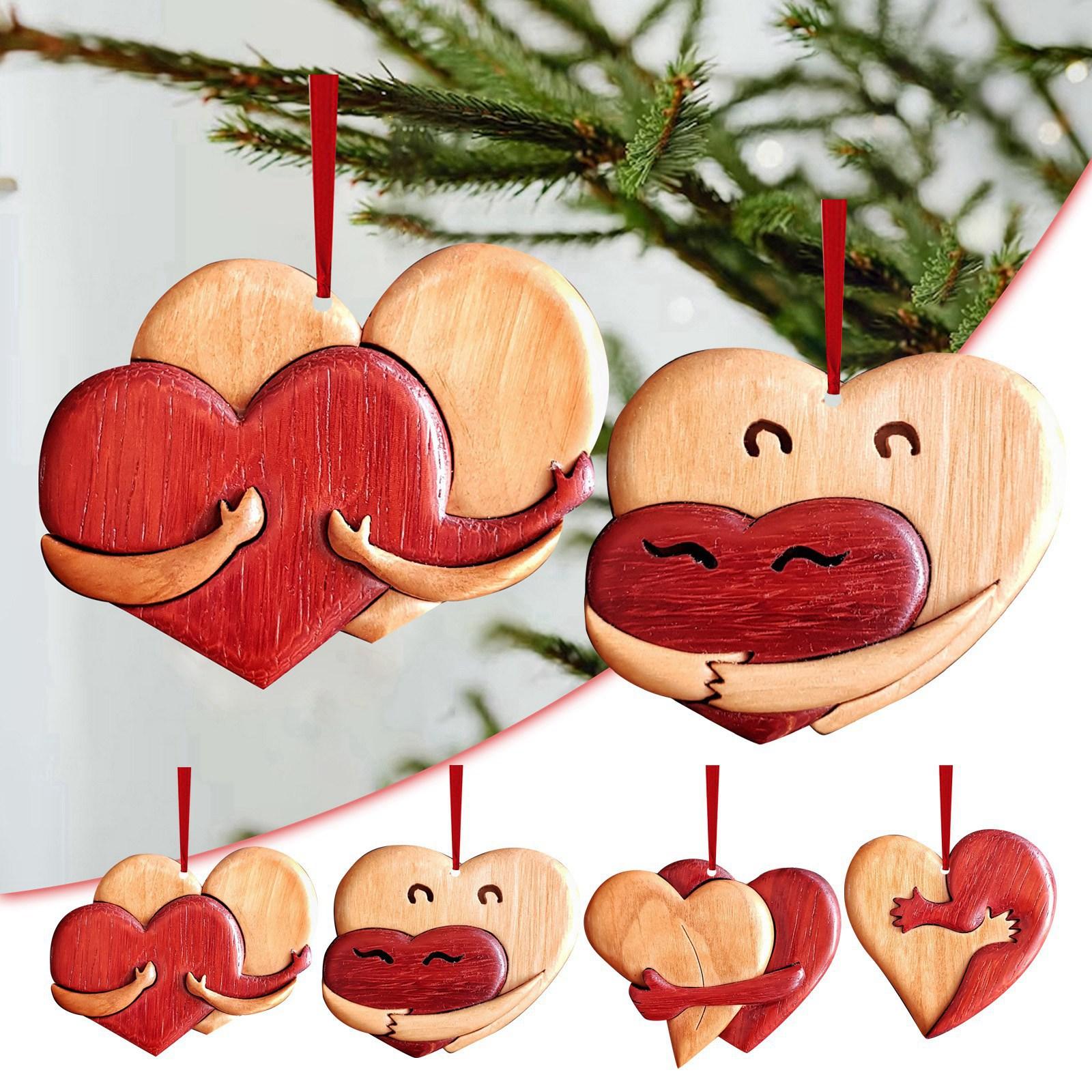

Valentine Day Heart Pendant Wooden Car Home Hanging Ornament Gift Style B