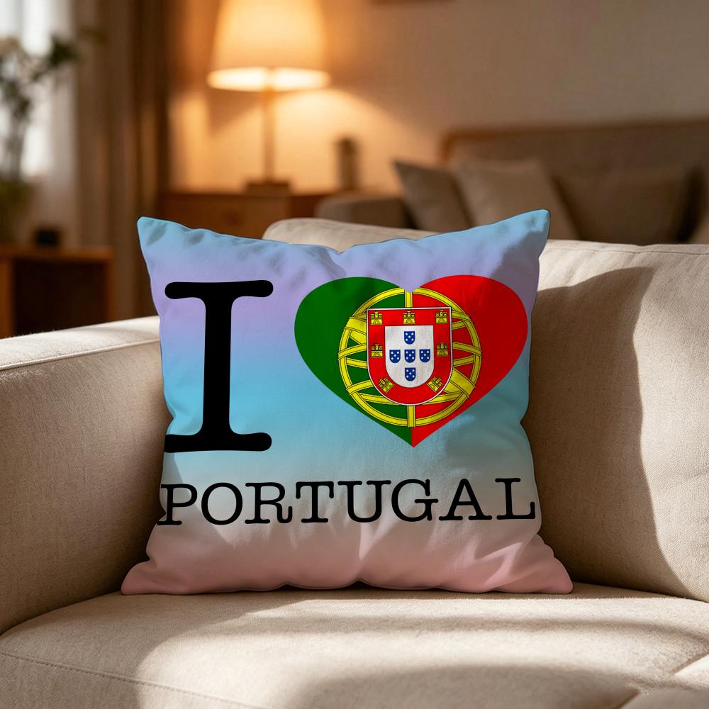 Portugal POR Flag Pillow Case Cushion Cover Soft Washable Pillow Case MultiScene For Couch Bed Travel Office Use