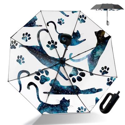 Ce parapluie pliant Amepanda présente un extérieur noir et un style élégant et est doté d'une ouverture et d'une fermeture automatiques avec un mousqueton Son 53cm principal 96cm