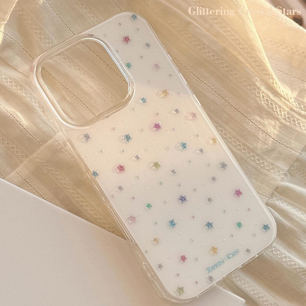 Glazed Sand Colored Stars Suitable for 16 Apple 17 Promax Mobile Phone Case Iphone 13 Hard 12 Korean 14 Advanced 11