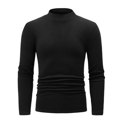 Autumn and Winter Men's Semi High Neck Fashionable Base Long Sleeved Top Solid Color Casual Sports Fitness Warm T-shirt