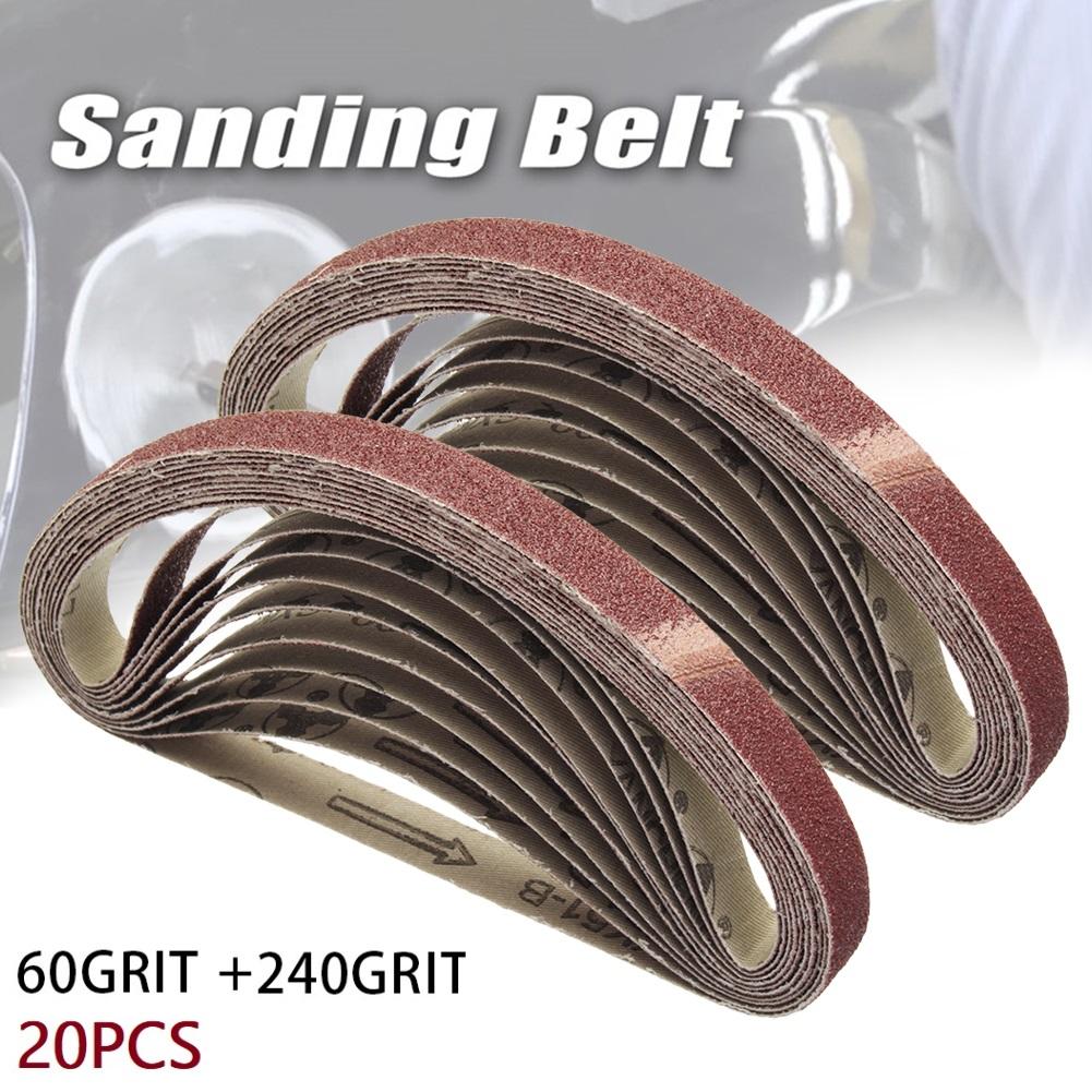 20pcs Sanding Belts 15x452mm 60 240 Grit for M10 Sander Adapter Polishing Machine Used for Wood Metal and Fabric