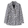 Women Long Sleeve Blazer Jacket Lapel Double Breasted Gold Button Loose Fit Office Casual Suit Outerwear Coat
