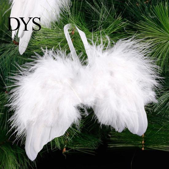Seasonal Decorative Props 10Pcs White Feather Angel Wings Ornament for Christmas Tree Decoration, Soft Fluffy Lightweight Hanging Ornaments