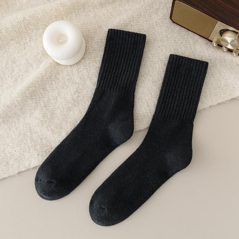 

Очень толстые шерстяные носки для мужчин и пожилых людей на осень и зиму, теплые до середины икры, флисовые и утолщенные морозостойкие длинные носки 1 pair темно серый