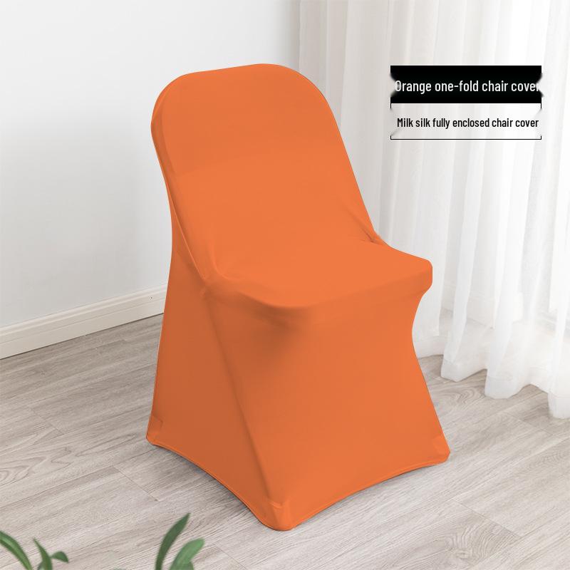 White Stretchable Folding Chair Cover for Weddings, Banquets, Hotels, and Restaurants - Dustproof & Decorative Full Coverage.