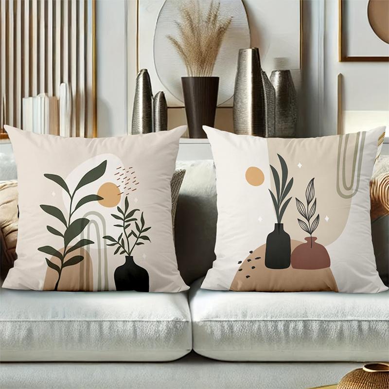 Modern Plant Pattern Throw Pillow Cushions Set Polyester Pillowcase, Sofa Decorative Cushion Cov Headboard Pillow