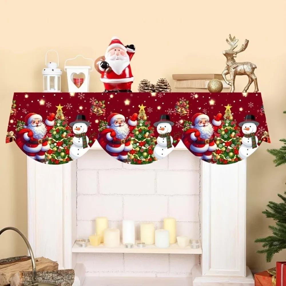 2026 Christmas Fireplace Scarf Snowman Navidad Natal Mantel Scarf Indoor Fireplace Ornament Christmas Decorations