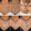 Exaggerated Spice Girl Metal Big Love Necklace, Wrapped And Knotted Flannel Wax Thread Peach Heart Necklace