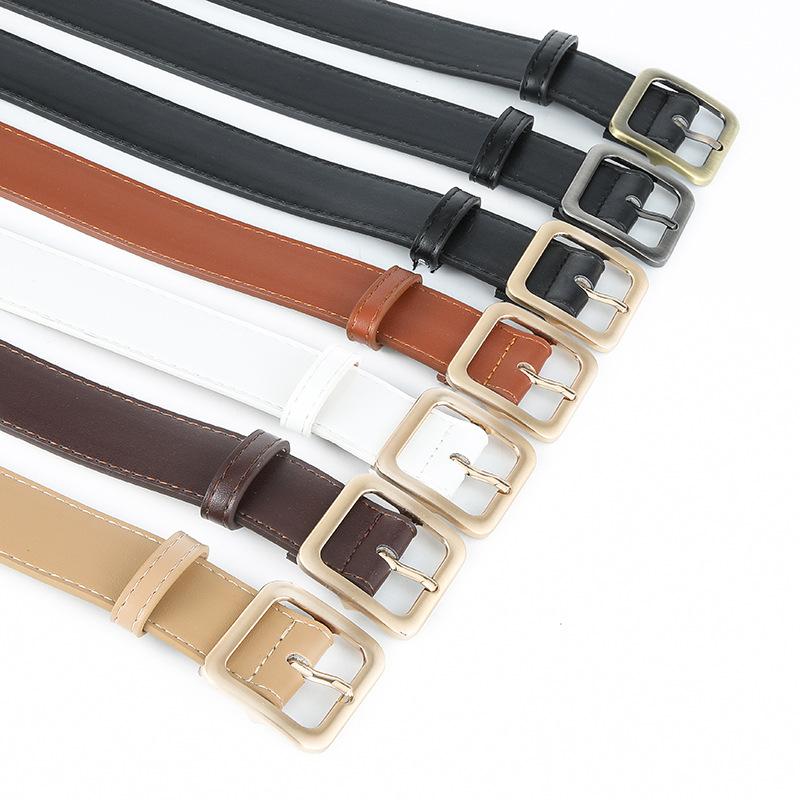 Square Pin Buckle Retro Belt 3.3 Wide Belt Cic Jeans Belt Student Pu Belt