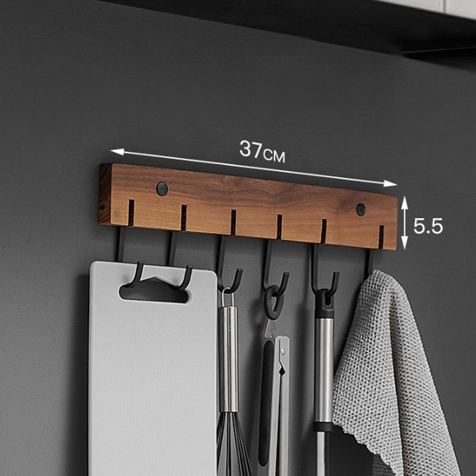 

Kitchen Bathroom Wall Hook Wood White Black Decorative Creative 6 8 Row Hooks Aluminum Coat Bath Towel Key Storage Holder Hanger