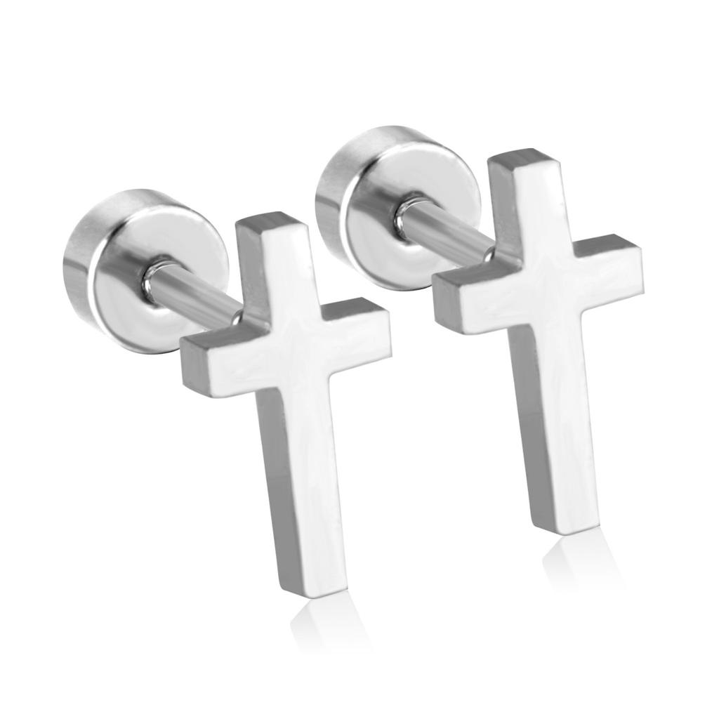 Simple And Elegant Cross Earrings Hypoallergenic Casual Versatile Electroplated Stud Earrings For Women