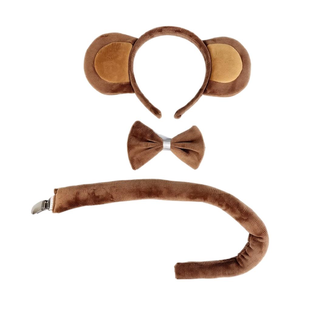 Costume Accessories 3-Piece Set with Headband Ears Tie Tail for Stage Role Play