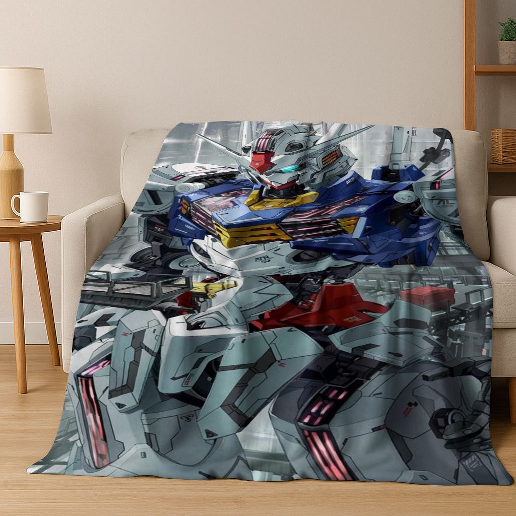 26 Style Gundam Cartoon Robot Flannel Blanket,Warm and Cozy Soft Throw Blanket for Home Bedroom Bed Sofa Picnic Office Cover