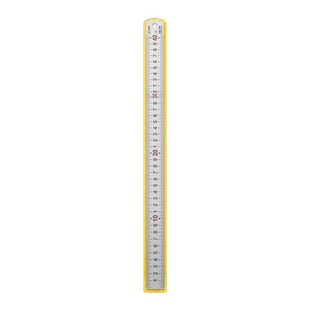 40cm Stainless Steel Ruler Inch and Pica Measurements Red Numbers Double Reading Straight Edge Metal Measuring Tool
