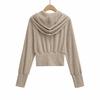 2026 Women's Chic Waist-Cinching Diamond Hooded Cardigan & Micro-Flare Pants Set