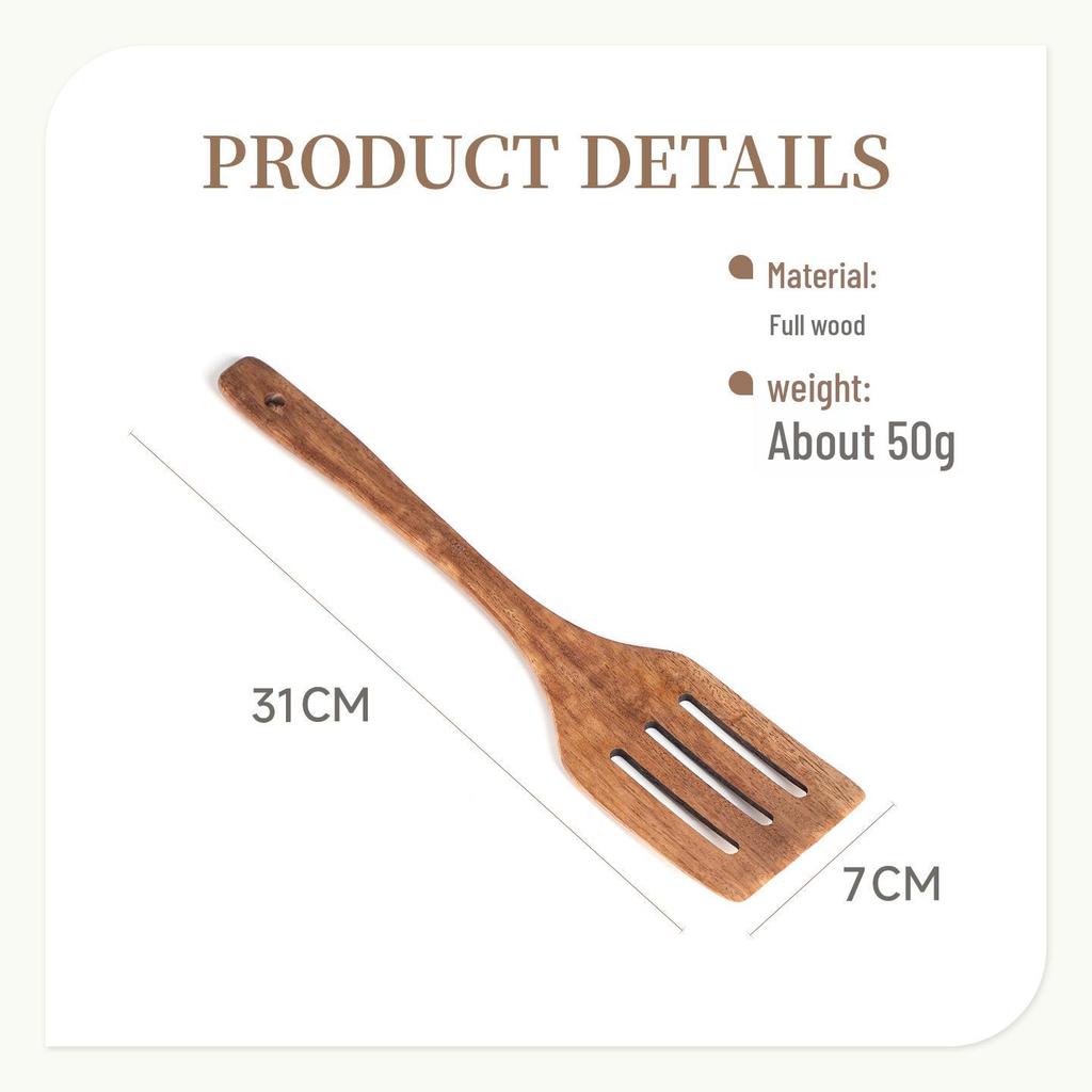 Conjunto de Espátula e Colher de Madeira Antiaderente - Design Anti-Queimadura para Saltear