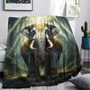 1Pc Golden-armoredanimals Print Flannel Blanket, High Quality Comfortable for All Seasons, Home Decor, Warmth and Comfort, Perfect for Christmas Gifts