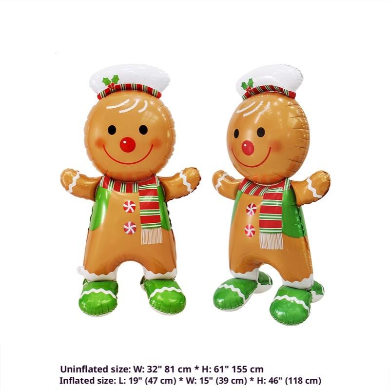 1Pcs Santa Claus Snowman Navidad Large Standing Balloon Year Gingerbread Man Standing Christmas Foil Balloons Party Supplies