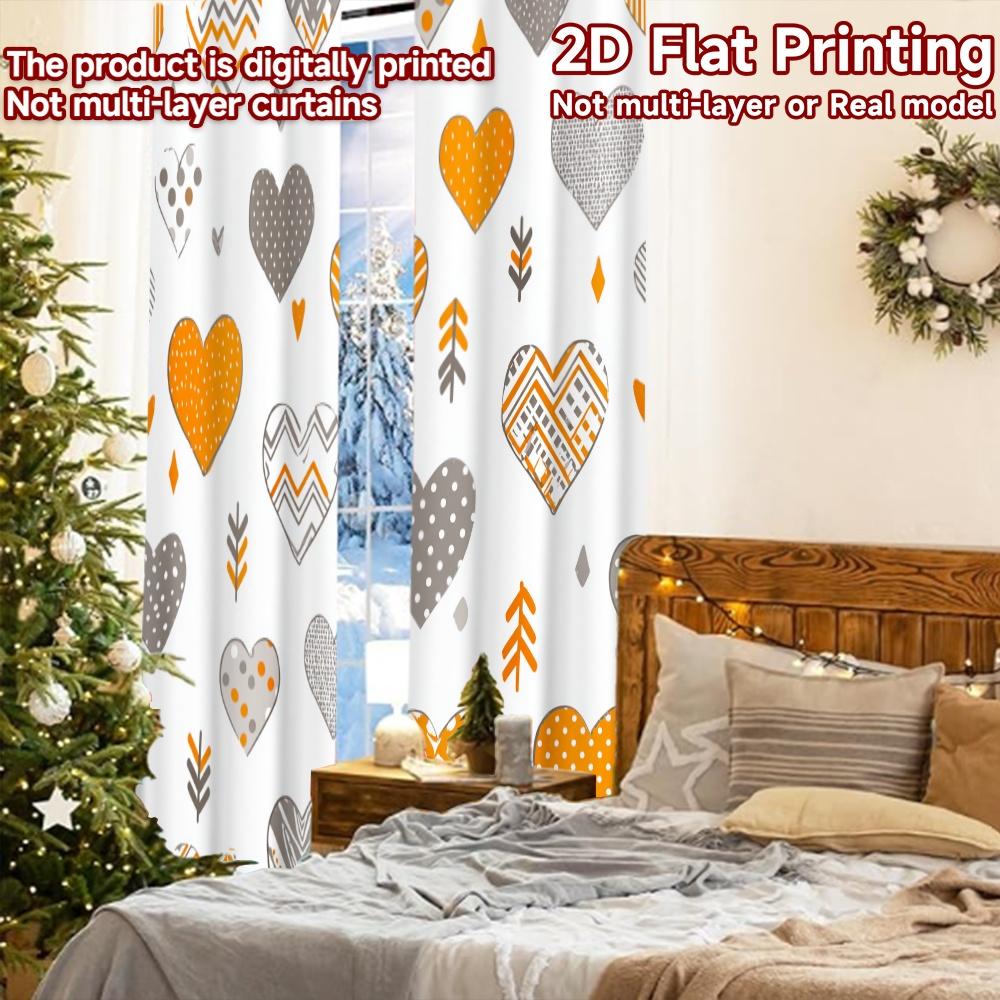2 Stück, 2D-FLACHDRUCK Vorhänge (Ohne Stange) Mustergitter Weihnachtsfest Kreative Vorhänge Strapazierfähiger Polyesterstoff