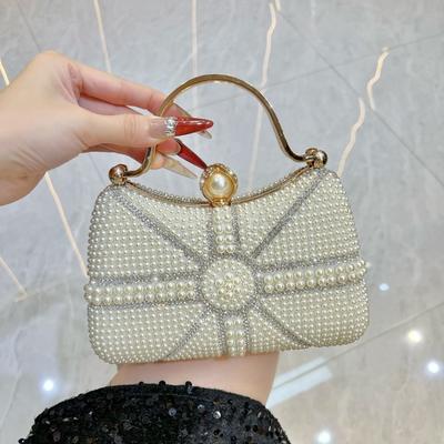 Borsa Ricamata con Perle - Borsa da Sera Xiaoxiangfeng - Borsa a Tracolla alla Moda e Lussuosa - Borsa a Catena
