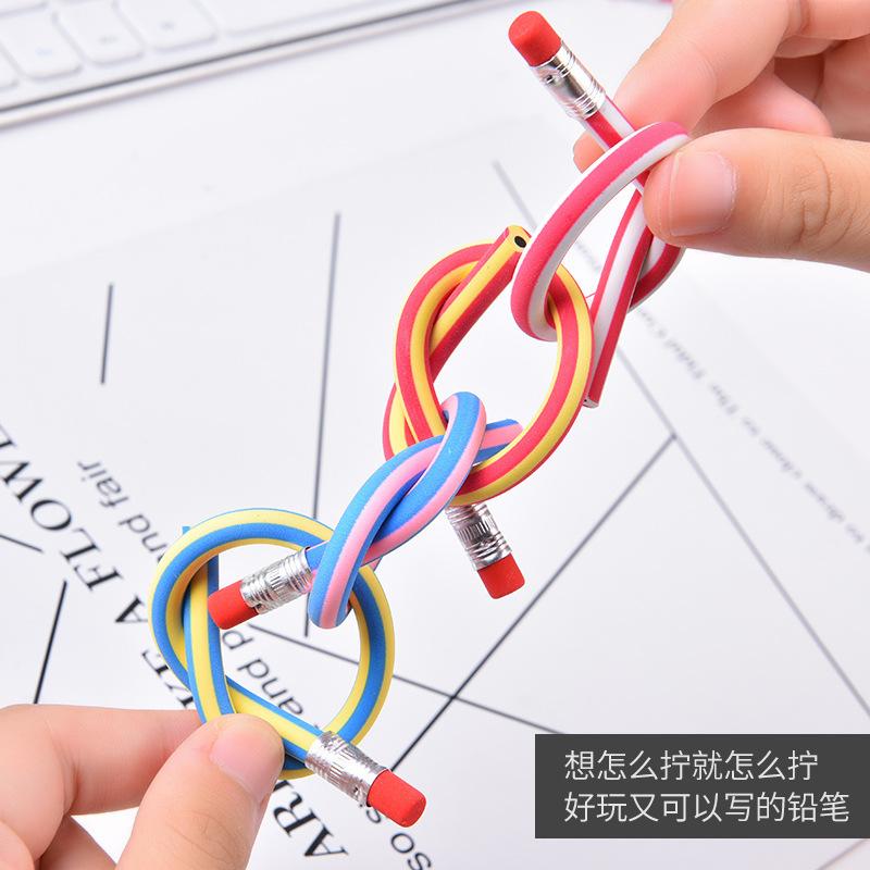 5Pcs/lot 17.5cm Striped Soft HB Pencils for Students Children Funny Bendable Pencil Safety Stationery Office School Supplies