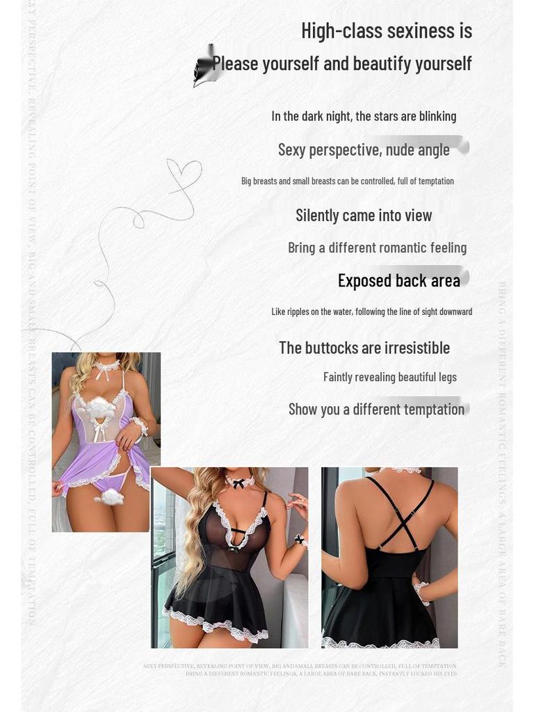Plus Size See-Through Maid Lingerie with Quick Release Feature