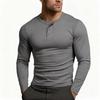 Men S Long Sleeve Henry T Shirt Basic Casual Top