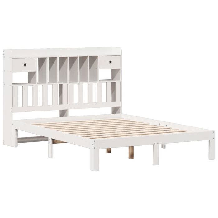 VidaXL Lit bibliothèque sans matelas blanc 140x190 cm bois pin massif 3322594