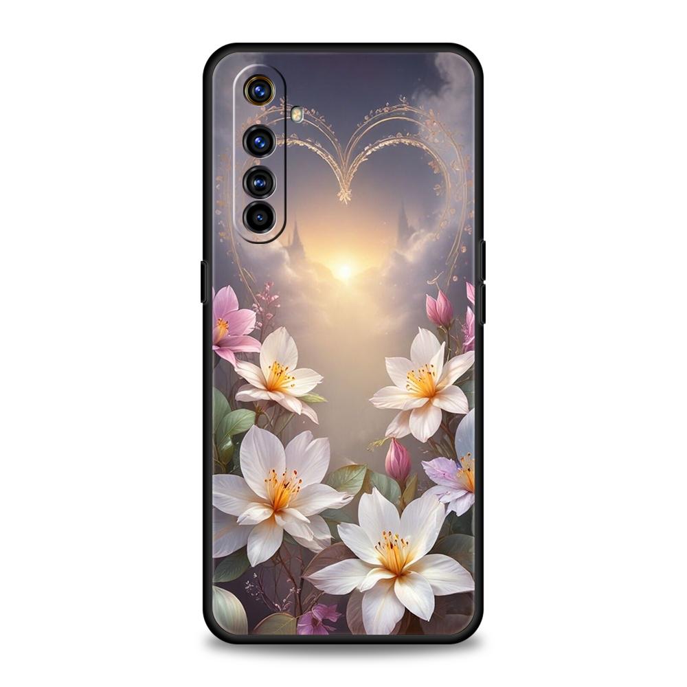 Realistic Lily Flower Print Soft TPU For Realme 12 11 10 9 Pro Plus GT2 GT3 GT5 7 8 Pro C21 C25 C35 Pro 5G Shockproof Phone Case