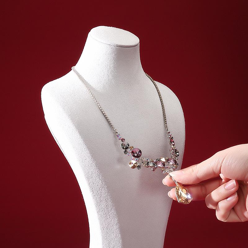 Hongtai Luxury Microfiber Necklace Display Stand - Mannequin Jewelry Prop