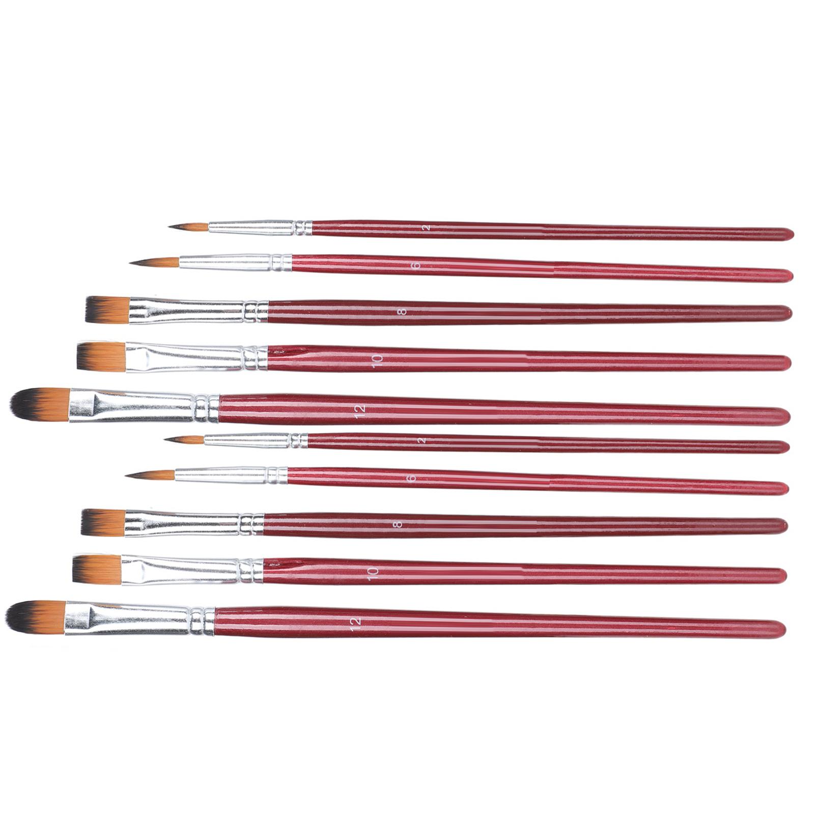 

10pcs Artist Paint Brush Set Oil Acrylic Watercolor Gouache Painting Drawing Brush SetBurgundy
