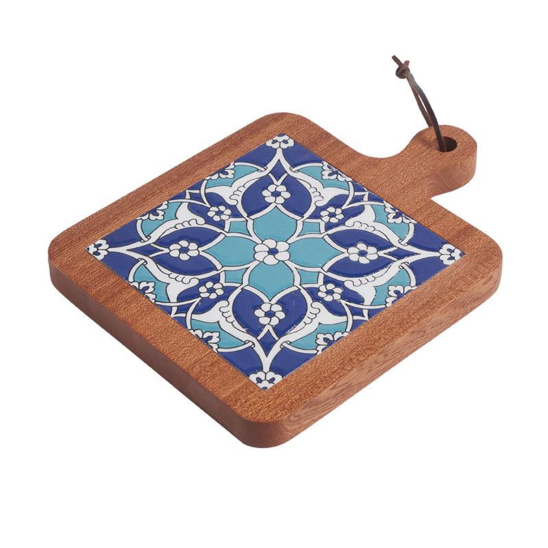 Japanese-style solid wood retro tiled dining mat thermal insulation mat anti-scald casserole mat large pot mat Japanese-style