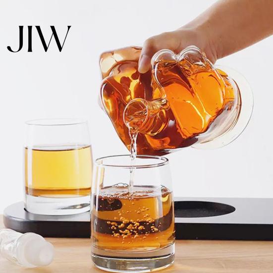 1000ml Alcohol Dispenser with Stopper 3D Middle Finger Whiskey Decanter, Lead-free Glass Spirit Bottle Artistic Decanter for Husband Airtight Stopper,